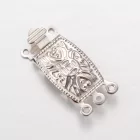Ezüst Színű Nemesacél 3 Soros (1) Karkötő Ékszer Kapocs Közdarab 24,5x10,5x4mm
