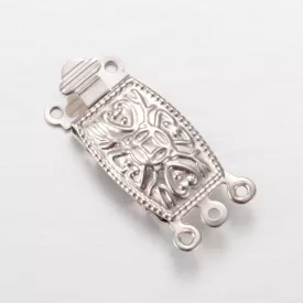   Ezüst Színű Nemesacél 3 Soros (1) Karkötő Ékszer Kapocs Közdarab 24,5x10,5x4mm