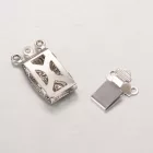 Ezüst Színű Nemesacél 3 Soros (1) Karkötő Ékszer Kapocs Közdarab 24,5x10,5x4mm