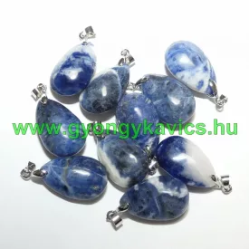 Szodalit (1) Ásvány Medál Ezüst Akasztóval 23-24x14x8mm