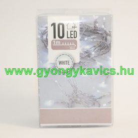 10 Ledes Hideg Fehér Elemes Karácsonyi Fényfüzér
