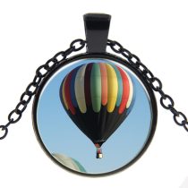   Fekete Színű Hőlégballon Léggömb (183) Medál Lánccal Nyaklánc 27,5mm