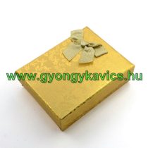   Arany Virágos Masnis Díszdoboz Ékszerdoboz Ajándékdoboz 8,3x5,3x2,7cm