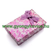   Rózsaszín Virágos Masnis Díszdoboz Ékszerdoboz Ajándékdoboz 9,3x7,2x2,9cm