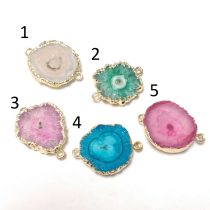   Druzy Achat Ásvány Szelet Karkötő Közdarab Arany Színű Keretben (4) ~24-27x33-36x3-6mm