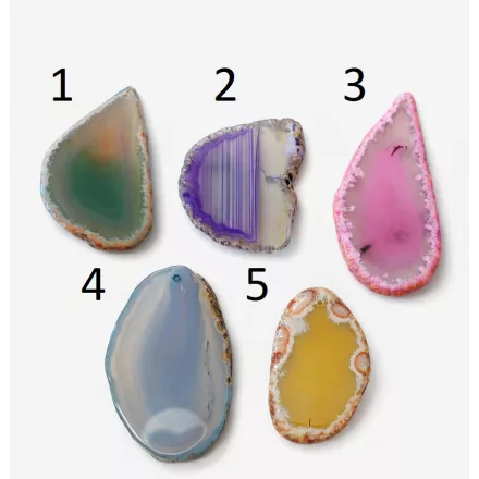 Achat Ásvány Szelet Marokkő Átfúrt Medál (1) ~50-110x27-60x5-10mm