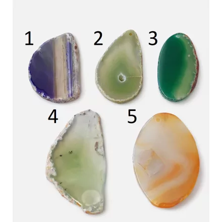 Achat Ásvány Szelet Marokkő Átfúrt Medál (5) ~50-110x27-60x5-10mm