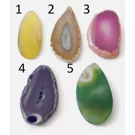   Achat Ásvány Szelet Marokkő Átfúrt Medál (3) ~50-110x27-60x5-10mm