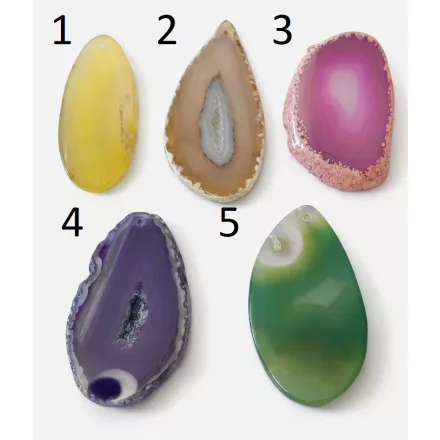 Achat Ásvány Szelet Marokkő Átfúrt Medál (5) ~50-110x27-60x5-10mm