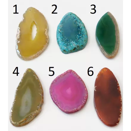 Achat Ásvány Szelet Marokkő Átfúrt Medál (2) ~50-110x27-60x5-10mm