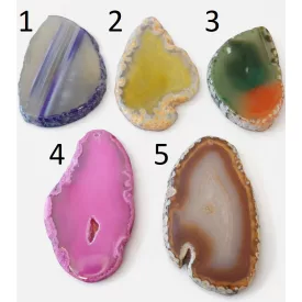   Achat Ásvány Szelet Marokkő Átfúrt Medál (4) ~50-110x27-60x5-10mm