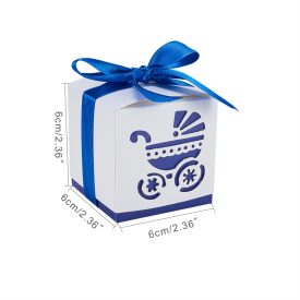   Kék Fehér Babakocsis Fiú Babaváró Díszdoboz Ékszerdoboz Ajándékdoboz 6x6x6cm
