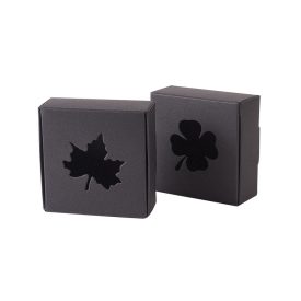   Fekete Falevél Díszdoboz Ékszerdoboz Ajándékdoboz 7,5x7,5x3cm