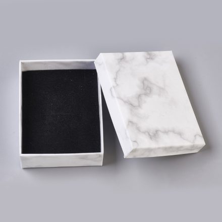 Fehér Márványmintás Díszdoboz Ékszerdoboz Ajándékdoboz 9x7x2,8cm