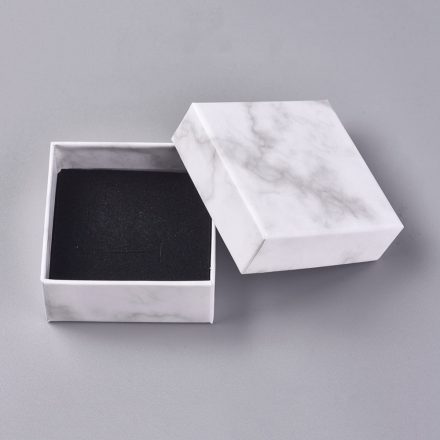 Fehér Márványmintás Díszdoboz Ékszerdoboz Ajándékdoboz 7,5x7,5x3,5cm
