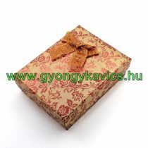   Narancs Arany Virágos Masnis Díszdoboz Ékszerdoboz Ajándékdoboz 9,3x7,2x2,9cm