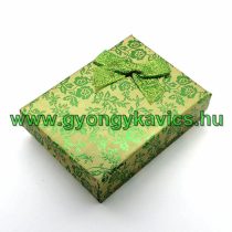   Zöld Virágos Masnis Díszdoboz Ékszerdoboz Ajándékdoboz 9,3x7,2x2,9cm
