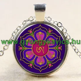   Ezüst Színű Mandala Jóga (67) Medál Lánccal Nyaklánc 27,5mm