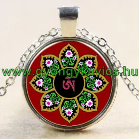   Ezüst Színű Mandala Jóga (68) Medál Lánccal Nyaklánc 27,5mm