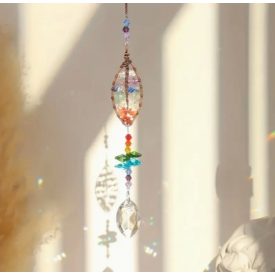   7 Csakra Vörösréz Színű Életfa (38) Napfogó Feng Shui Prizma 42cm