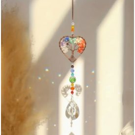   7 Csakra Vörösréz Színű Életfa (36) Napfogó Feng Shui Prizma 42cm