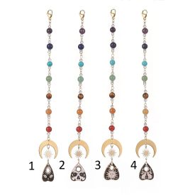   7 Csakra Hold Csillag Nap Yes No Igen Nem Koponya Tűzzománc Napfogó Fityegő (16/2) Feng Shui 24cm