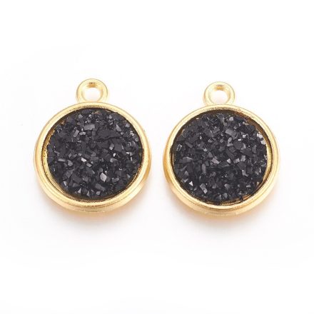 Arany Színű Fekete Műgyanta Druzy Medál 18x15mm