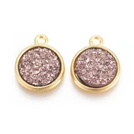 Arany Színű Levendula Lila Műgyanta Druzy Medál 18x15mm