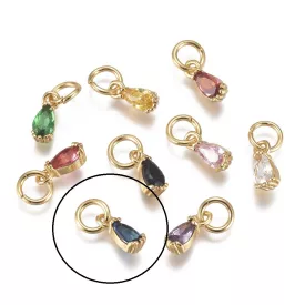 18K Aranyozott Kék Cirkón Cirkónia Strassz Medál 8x3mm