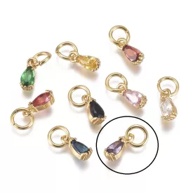   18K Aranyozott Levendula Lila Cirkón Cirkónia Strassz Medál 8x3mm