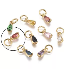   18K Aranyozott Sötét Rózsaszín Cirkón Cirkónia Strassz Medál 8x3mm