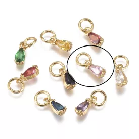   18K Aranyozott Világos Rózsaszín Cirkón Cirkónia Strassz Medál 8x3mm