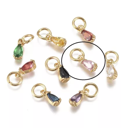 18K Aranyozott Világos Rózsaszín Cirkón Cirkónia Strassz Medál 8x3mm