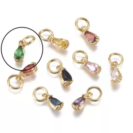 18K Aranyozott Zöld Cirkón Cirkónia Strassz Medál 8x3mm