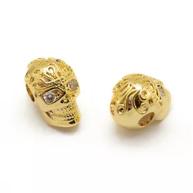   Arany Színű Cirkón Cirkónia Strasszos Koponya Közdarab Köztes 13x8,5x10mm