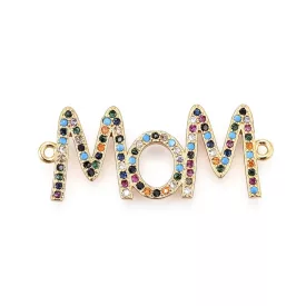   Arany Színű Színes Cirkónia Strasszos Mom Anya Medál 13,5x33,5mm