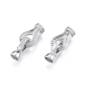 Ezüst Színű Cirkónia Strasszos Karkötő Kapocs 24x9,5mm