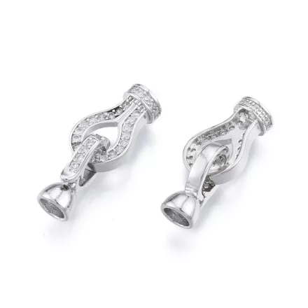 Ezüst Színű Cirkónia Strasszos Karkötő Kapocs 24x9,5mm