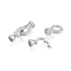 Ezüst Színű Cirkónia Strasszos Karkötő Kapocs 24x9,5mm