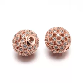   Rózsaarany Színű Fehér Cirkón Cirkónia Strasszos Nyaklánc Karkötő Ékszer Dísz Közdarab Köztes 10mm