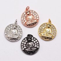 Fekete Színű Cirkónia Buddha Medál 16x14mm