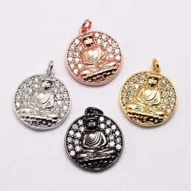 Rózsaarany Színű Cirkónia Buddha Budha Medál 16x14mm