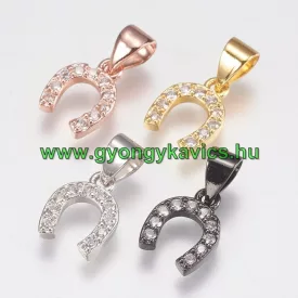   Rózsaarany Színű Cirkón Strassz Patkó Medál Köztes 16x8mm