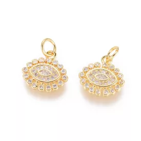   Arany Színű Nazar Ördög Hamsa Gonosz Szem Cirkon Cirkónia Medál 12x12mm