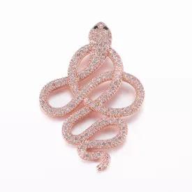   Rózsaarany Színű Cirkónia Strasszos Kígyó Medál 35x24mm