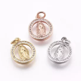   Arany Színű Cirkónia Strasszos Szűz Mária Medál 15,5x13mm