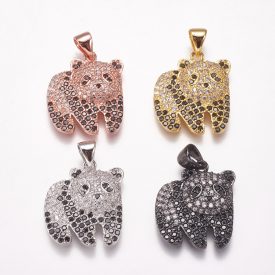 Fekete Színű Cirkónia Strasszos Panda Maci Medál 19x16mm