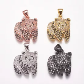   Rózsaarany Színű Cirkónia Strasszos Panda Maci Medál 19x16mm