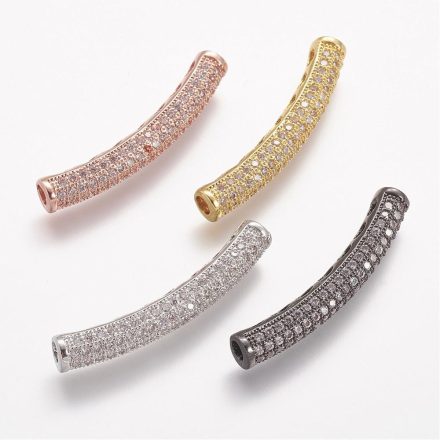 Rózsaarany Színű Hajlított Cirkónia Strasszos Nyaklánc Karkötő Ékszer Dísz Közdarab Köztes 31,5x4mm
