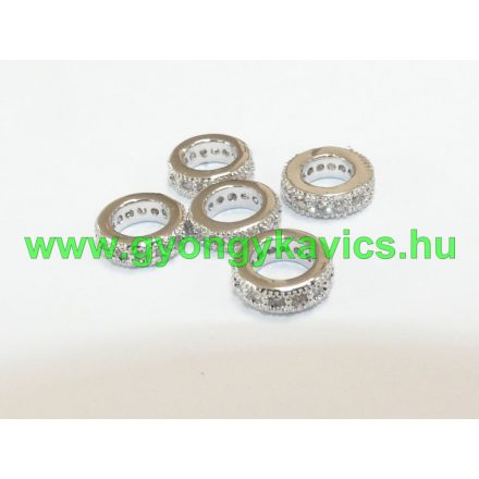Ezüst Színű Fehér Cirkón Cirkónia (2) Strasszos Nyaklánc Karkötő Ékszer Dísz Közdarab Köztes Charm 8x2mm
